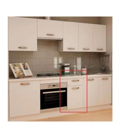 Mueble cocina bajo con 1 cajón y 1 puerta en blanco. 83 cm(alto)40 cm(ancho)58 cm(largo)