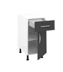 Mueble cocina bajo con 1 cajón y 1 puerta en gris parís. 83 cm(alto)40 cm(ancho)58 cm(largo)