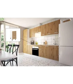 Mueble cocina bajo con 4 cajones en roble albar. 83 cm(alto)40 cm(ancho)58 cm(largo)