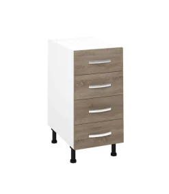 Mueble cocina bajo con 4 cajones en roble cortez. 83 cm(alto)40 cm(ancho)58 cm(largo)
