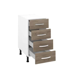 Mueble cocina bajo con 4 cajones en roble cortez. 83 cm(alto)40 cm(ancho)58 cm(largo)