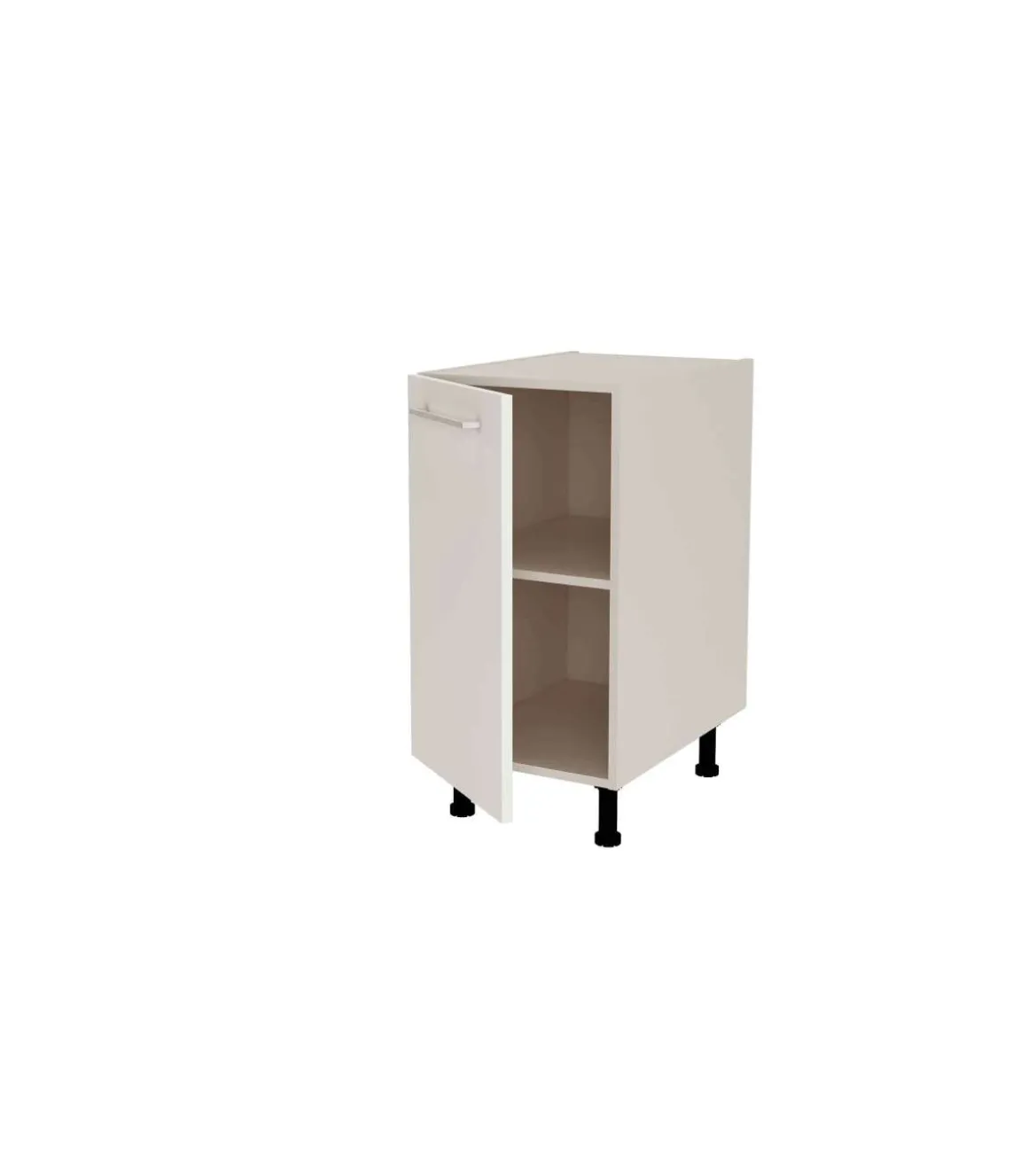Mueble cocina bajo con 1 puerta en gris cream y blanco mate. 85 cm(alto)40 cm(ancho)60 cm(largo)