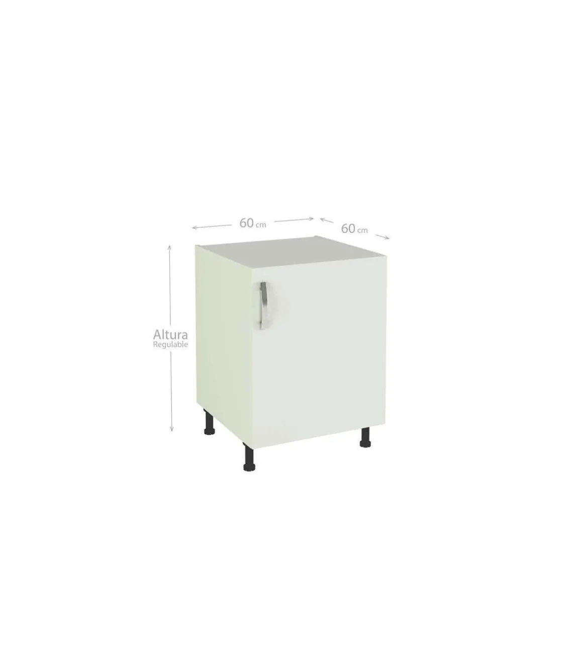 Mueble cocina con una puerta en blanco. 83 cm(alto)60 cm(ancho)58 cm(largo)