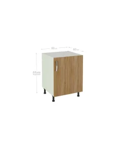 Mueble cocina con una puerta en roble albar. 83 cm(alto)60 cm(ancho)58 cm(largo)