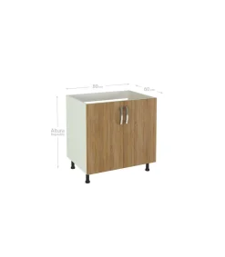 Mueble cocina fregadero 2 puertas en roble cortez. 83 cm(alto)80 cm(ancho)58 cm(largo)