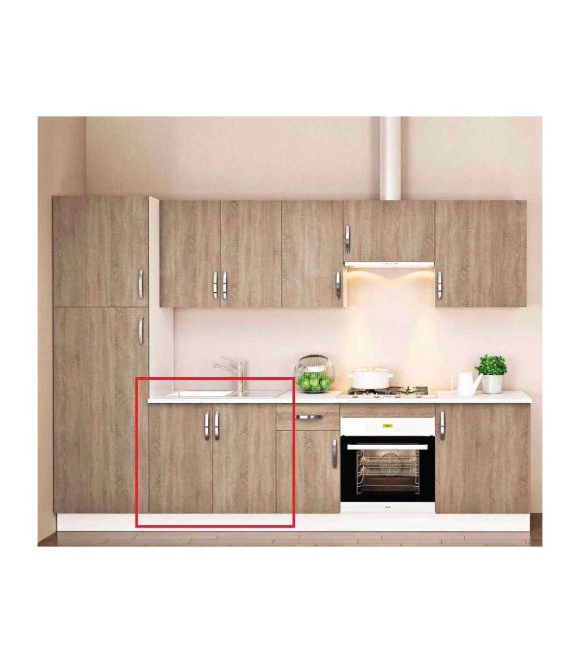 Mueble cocina fregadero 2 puertas en roble cortez. 83 cm(alto)80 cm(ancho)58 cm(largo)