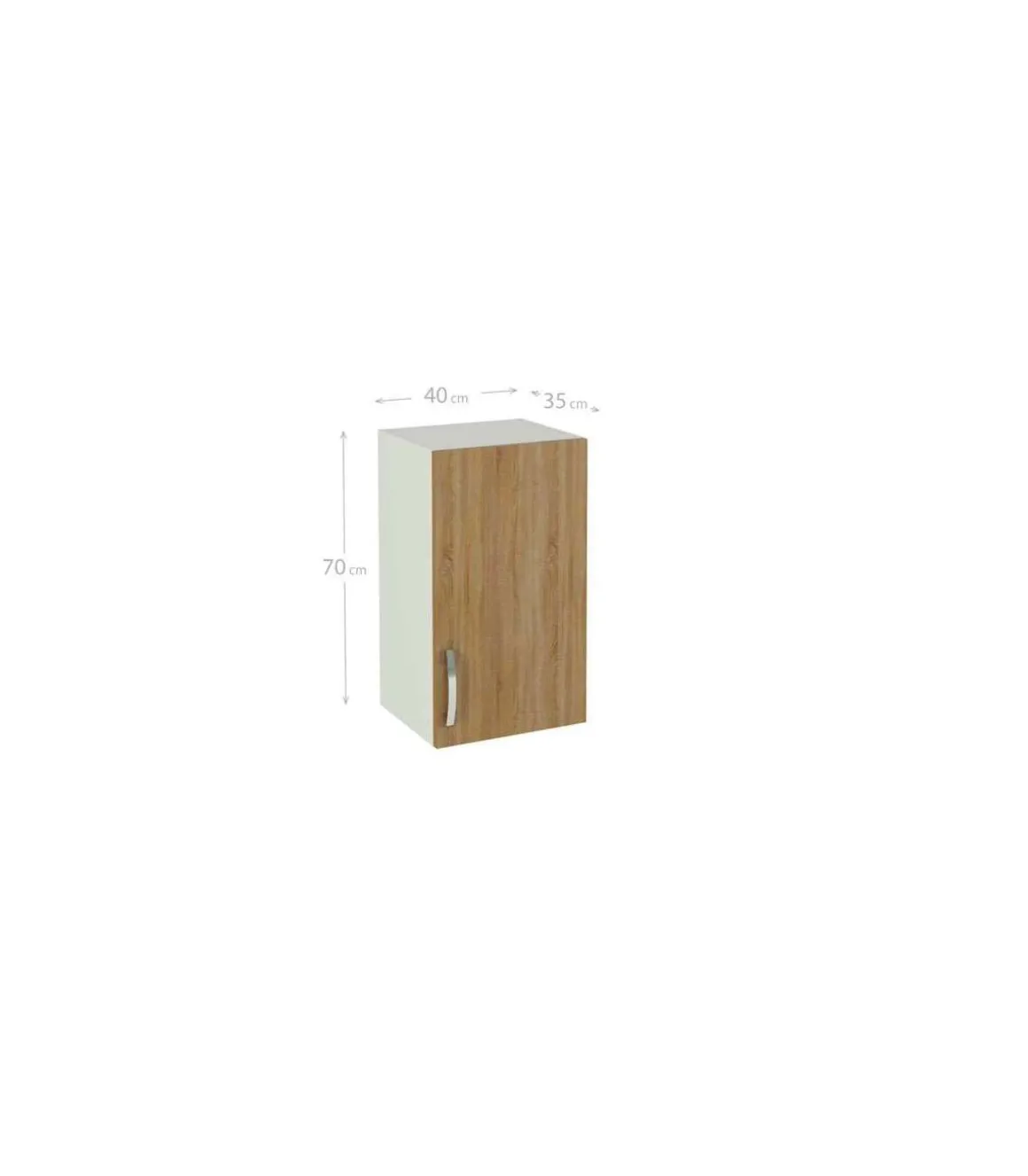 Mueble cocina para colgar con 1 puerta en roble cortez. 70 cm(alto)40 cm(ancho)33 cm(largo)