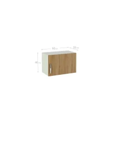 Mueble cocina para colgar con 1 puerta en roble cortez. 60 cm(largo)40 cm(alto)33 cm(fondo)