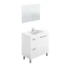 Mueble con lavabo cerámico y espejo Marta en acabado blanco. 80 cm(alto)80 cm(ancho)45 cm(largo)
