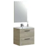Mueble con lavabo cerámico y espejo Toby, acabado roble 57cm(alto) 60cm(ancho) 45cm(largo)
