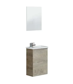 Mueble con lavabo y espejo Darío, acabado imitación a madera 58 cm(alto)40 cm(ancho)22 cm(largo)