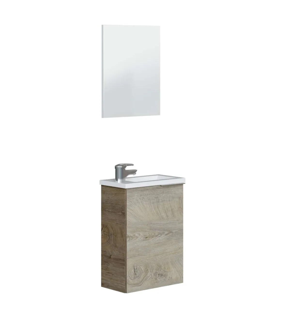 Mueble con lavabo y espejo Darío, acabado imitación a madera 58 cm(alto)40 cm(ancho)22 cm(largo)