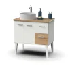 Mueble de baño con lavabo Aqua acabado color roble gold/blanco, 80cm(alto) 82cm(ancho) 50cm(largo).