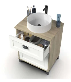 Mueble de baño con lavabo cerámico Toscana acabado color cambrian/blanco, 80cm(alto) 61cm(ancho) 47cm(largo)