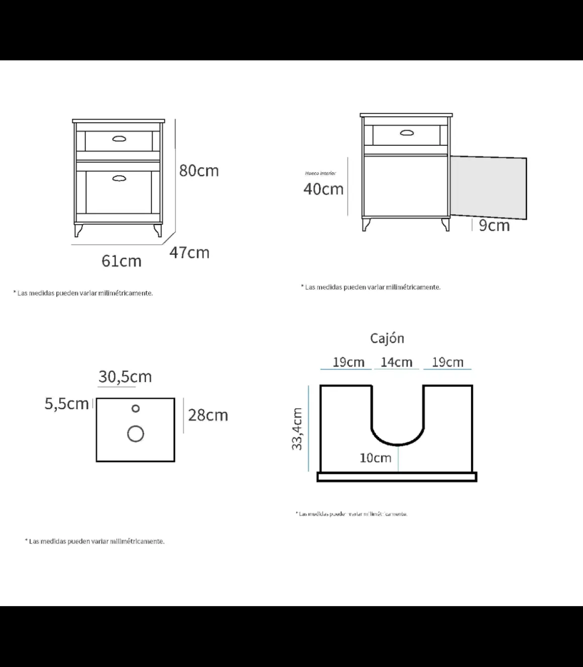 Mueble de baño con lavabo cerámico Toscana acabado color cambrian/blanco, 80cm(alto) 61cm(ancho) 47cm(largo)