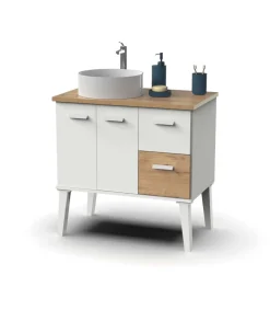 Mueble de baño sin lavabo Aqua acabado color roble gold/blanco, 80cm(alto) 82cm(ancho) 50cm(largo).