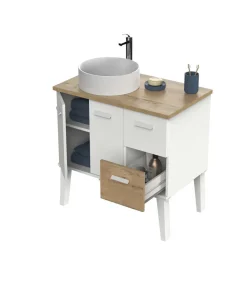 Mueble de baño sin lavabo Aqua acabado color roble gold/blanco, 80cm(alto) 82cm(ancho) 50cm(largo).