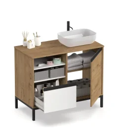 Mueble de baño Támesis con lavabo cerámico acabado roble 100cm (Ancho) X 95cm (Alto) X 51cm (Fondo)