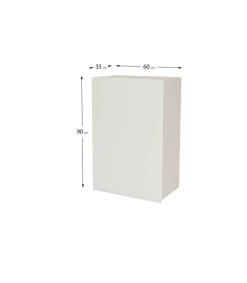 Mueble de cocina alto con una puerta en gris cream y blanco mate. 90 cm(alto)60 cm(ancho)35 cm(largo)