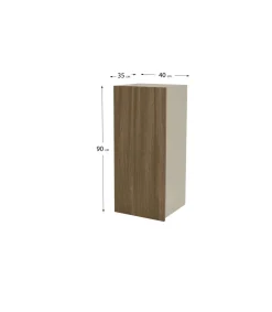 Mueble de cocina alto con una puerta en gris cream y nogal noceto. 90 cm(alto)40 cm(ancho)35 cm(largo)
