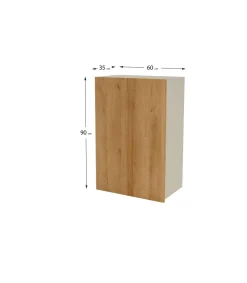 Mueble de cocina alto con una puerta en gris cream y roble vega. 90 cm(alto)60 cm(ancho)35 cm(largo)
