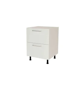 Mueble de cocina bajo cacerolero en gris cream y blanco mate. 85 cm(alto)60 cm(ancho)60 cm(largo)