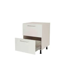 Mueble de cocina bajo cacerolero en gris cream y blanco mate. 85 cm(alto)60 cm(ancho)60 cm(largo)