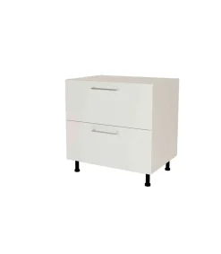 Mueble de cocina bajo cacerolero en gris cream y blanco mate. 85 cm(alto)80 cm(ancho)60 cm(largo)