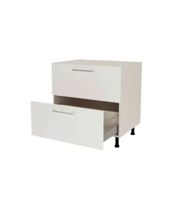 Mueble de cocina bajo cacerolero en gris cream y blanco mate. 85 cm(alto)80 cm(ancho)60 cm(largo)