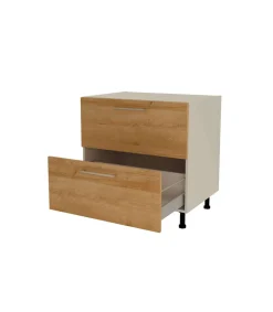 Mueble de cocina bajo cacerolero en gris cream y roble vega. 85 cm(alto)80 cm(ancho)60 cm(largo)