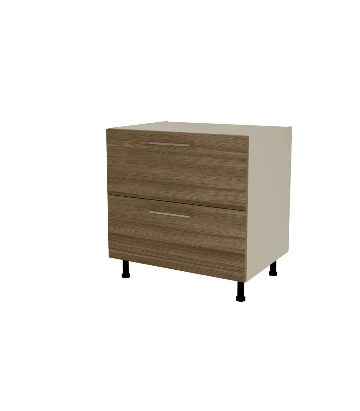 Mueble de cocina bajo cacerolero en gris cream y nogal noceto. 85 cm(alto)80 cm(ancho)60 cm(largo)