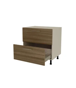 Mueble de cocina bajo cacerolero en gris cream y nogal noceto. 85 cm(alto)80 cm(ancho)60 cm(largo)