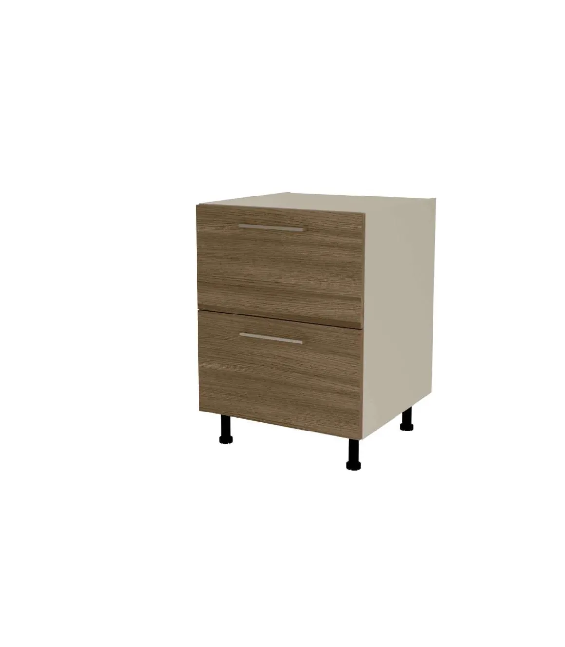 Mueble de cocina bajo cacerolero en gris cream y nogal noceto. 85 cm(alto)60 cm(ancho)60 cm(largo)