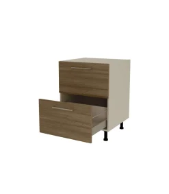 Mueble de cocina bajo cacerolero en gris cream y nogal noceto. 85 cm(alto)60 cm(ancho)60 cm(largo)