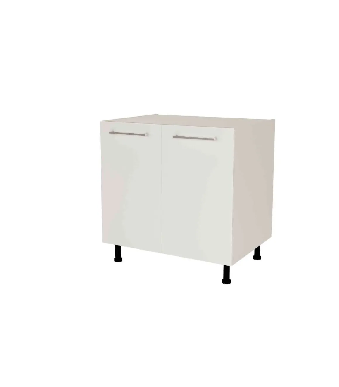 Mueble de cocina bajo con 2 puertas en gris cream y blanco mate. 85 cm(alto)80 cm(ancho)60 cm(largo)