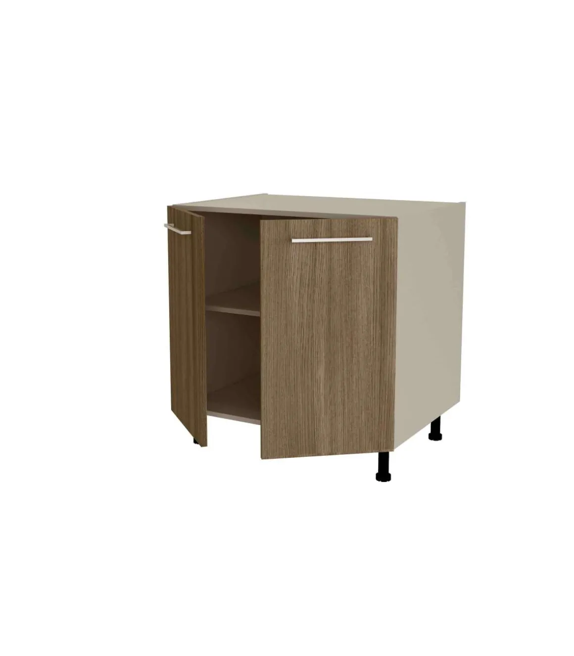 Mueble de cocina bajo con 2 puertas en gris cream y nogal noceto. 85 cm(alto)80 cm(ancho)60 cm(largo)
