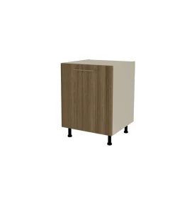 Mueble de cocina bajo con 1 puerta en gris cream y nogal noceto. 85 cm(alto)60 cm(ancho)60 cm(largo)