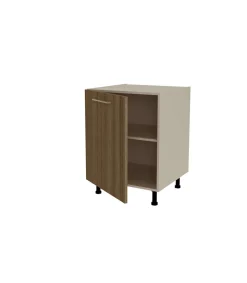 Mueble de cocina bajo con 1 puerta en gris cream y nogal noceto. 85 cm(alto)60 cm(ancho)60 cm(largo)