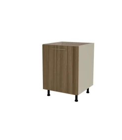 Mueble de cocina bajo para fregadero en gris cream y nogal noceto. 85 cm(alto)60 cm(ancho)60 cm(largo)