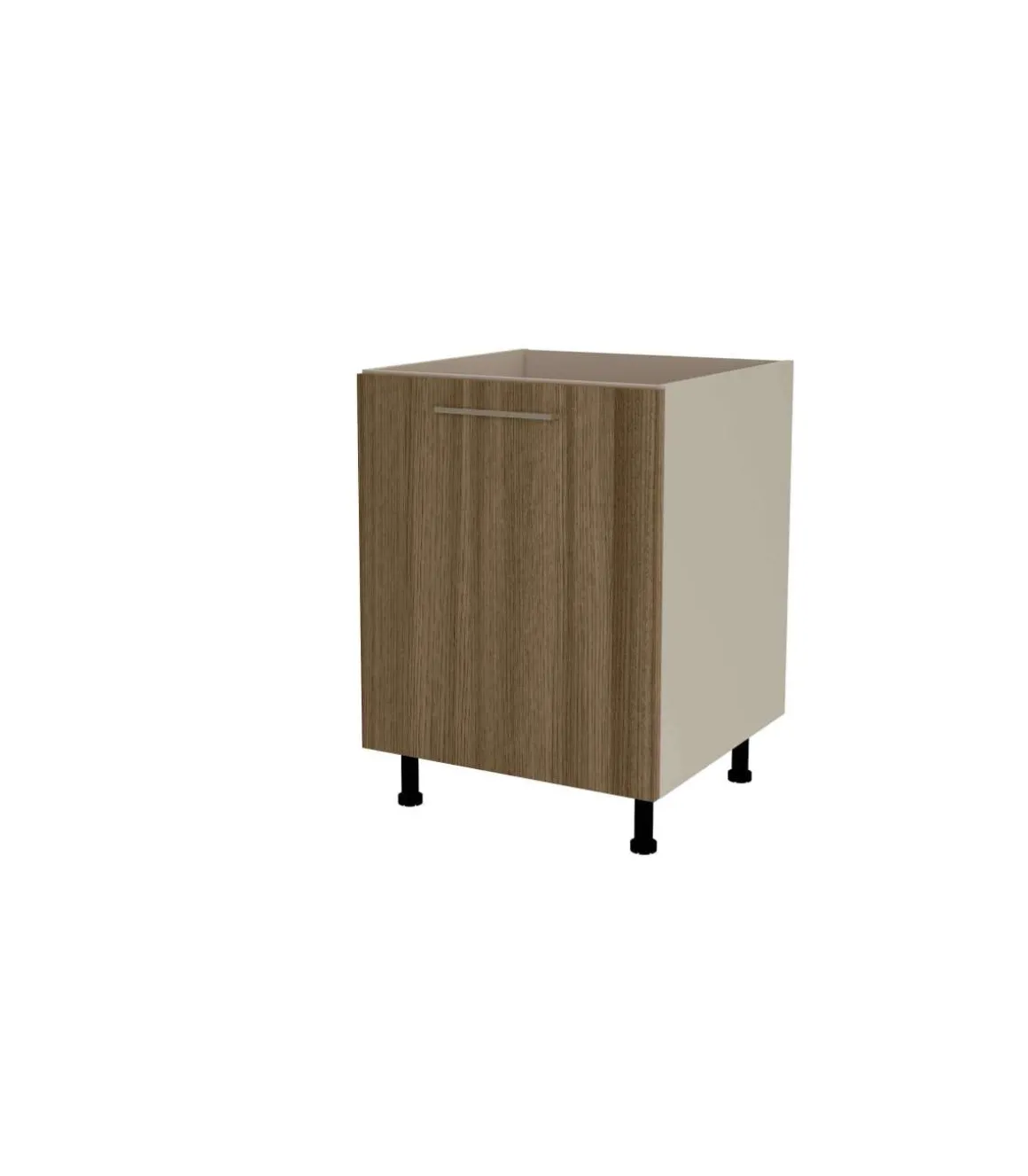 Mueble de cocina bajo para fregadero en gris cream y nogal noceto. 85 cm(alto)60 cm(ancho)60 cm(largo)