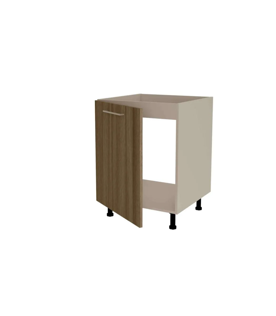 Mueble de cocina bajo para fregadero en gris cream y nogal noceto. 85 cm(alto)60 cm(ancho)60 cm(largo)