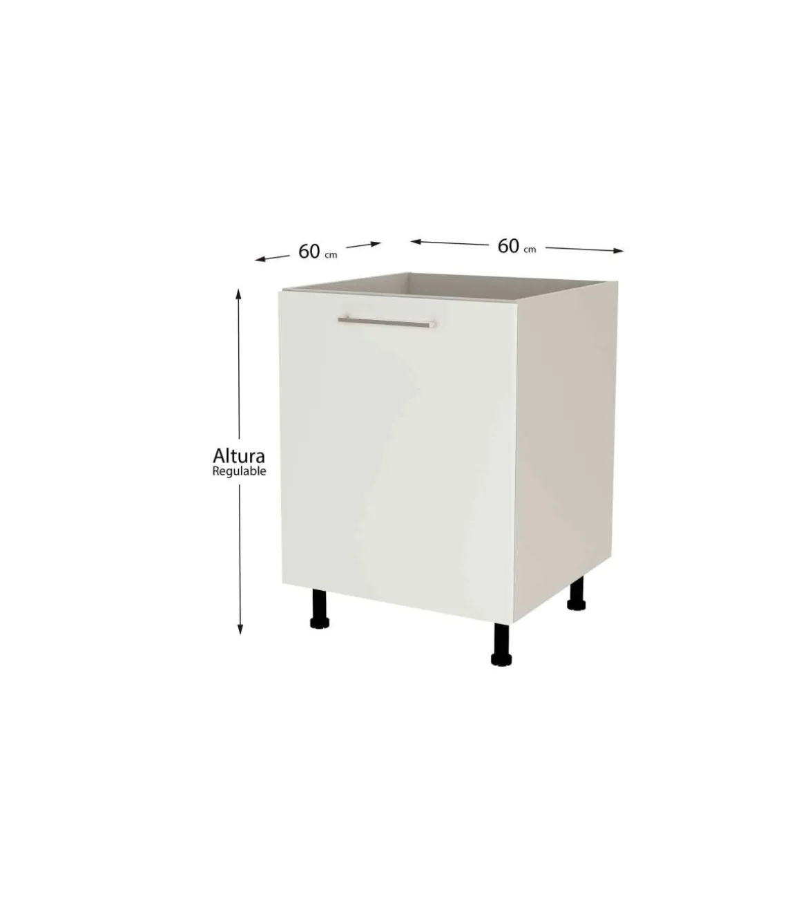 Mueble de cocina bajo para fregadero en gris cream y blanco mate. 85 cm(alto)60 cm(ancho)60 cm(largo)