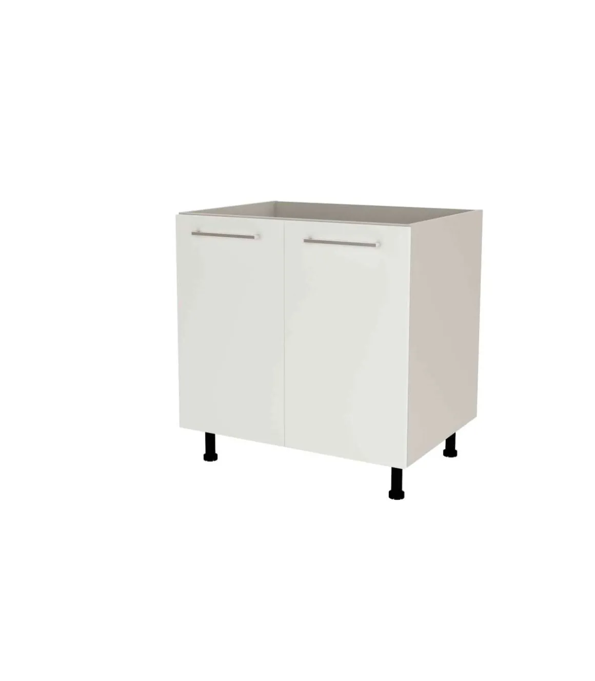 Mueble de cocina bajo para fregadero en gris cream y blanco mate. 85 cm(alto)80 cm(ancho)60 cm(largo)