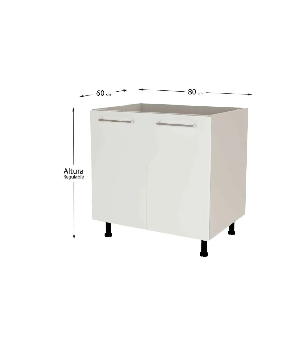 Mueble de cocina bajo para fregadero en gris cream y blanco mate. 85 cm(alto)80 cm(ancho)60 cm(largo)