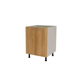 Mueble de cocina bajo para fregadero en gris cream y roble vega. 85 cm(alto)60 cm(ancho)60 cm(largo)