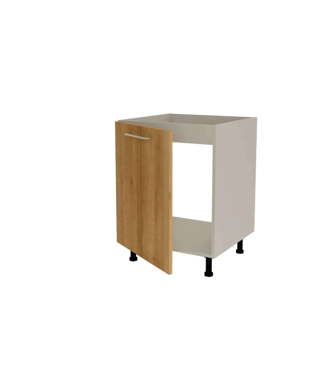Mueble de cocina bajo para fregadero en gris cream y roble vega. 85 cm(alto)60 cm(ancho)60 cm(largo)