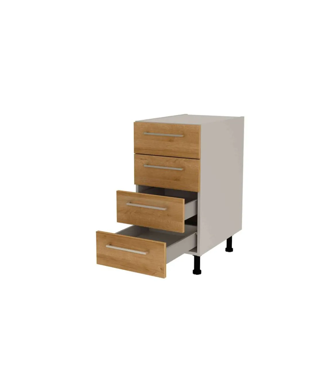 Mueble de cocina con cajones en gris cream y roble vega. 85 cm(alto)40 cm(ancho)60 cm(largo)