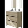 Mueble de lavabo cerámico acabado roble cambrian, 90 cm(alto)81,5 cm(ancho)46,5 cm(largo)