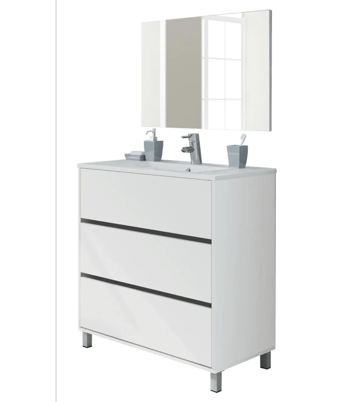 Mueble de lavabo cerámico Kalma acabado blanco, 90 cm(alto)81,5 cm(ancho)46,5 cm(largo)