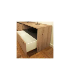 Mueble de salón acabado en roble albar/ gris parís, 200cm(alto) 200cm(ancho) 40cm(largo)